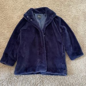 Madewell Oversized Sherpa Coat in Rich Dark Blue